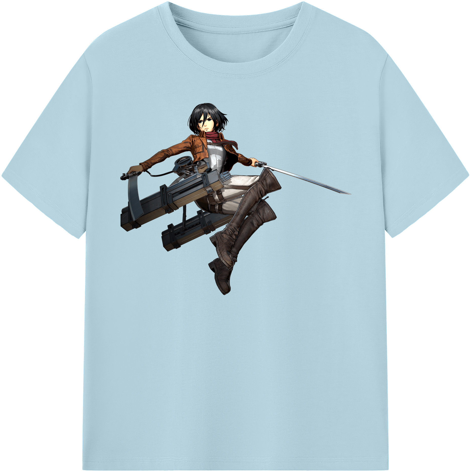 （画像用） 進撃の巨人 ミカサ·アッカーマン Attack on Titan Mikasa Ackerman 綿100％半袖Tシャツ（フロントプリント）